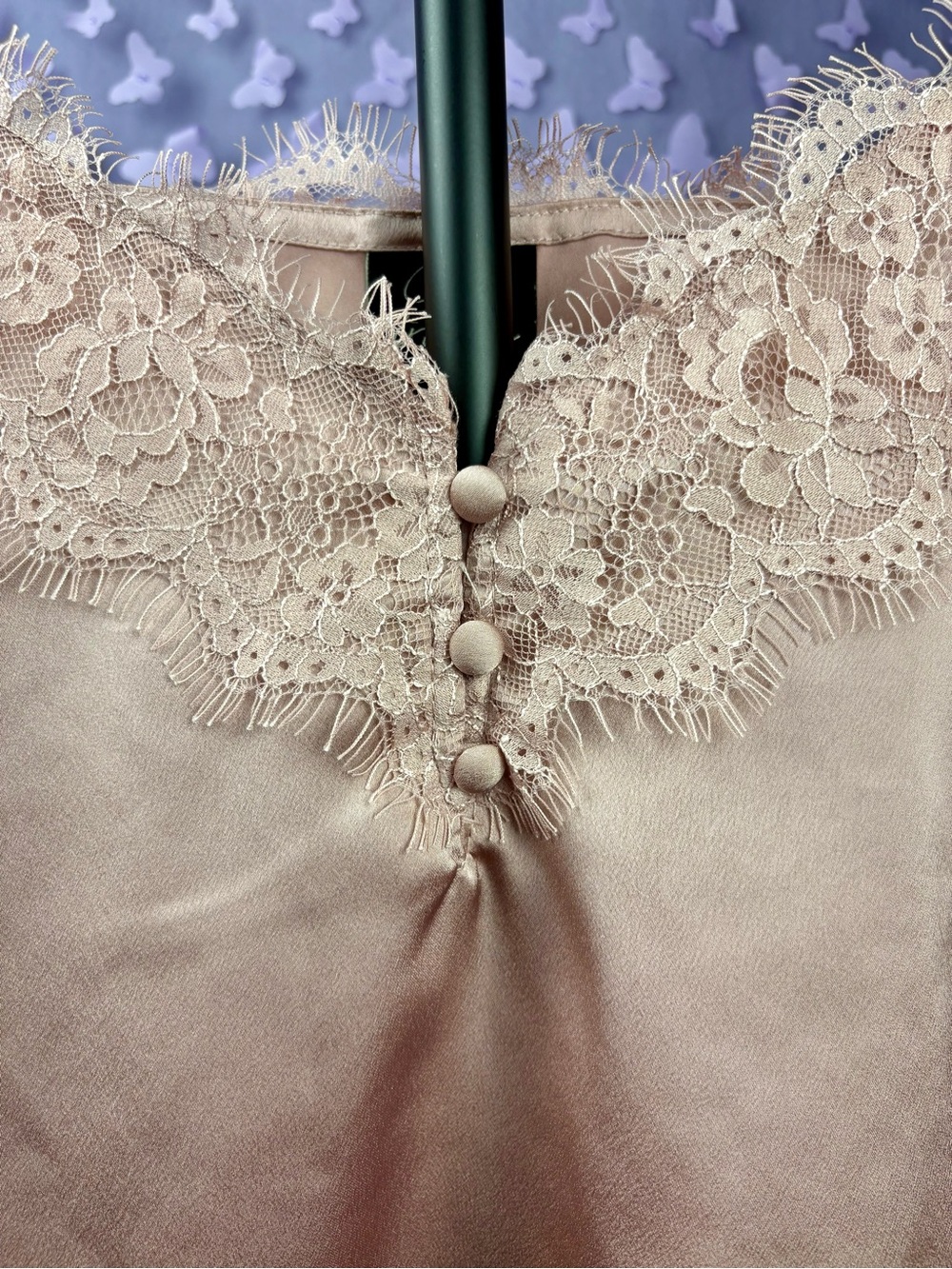 Silk-Look Lace Trim Cami in Blush Pink - Picture 2 of 4